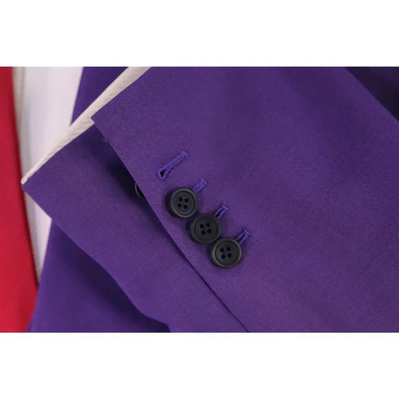 Edward Sexton Bespoke Custom Made for Adam Lambert Purple 3-Piece Suit 42L - Picture 9 of 14